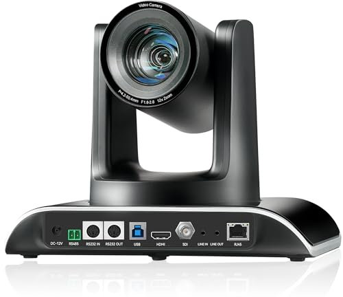 Tenveo PTZ 12X optischer Zoom Konferenzkamera HDMI/USB3.0/3G-SDI/RJ45 PoE Kamera 1080P 60FPS AI Autotracking IP Live Streaming Kamera für Kirchliche Aktivitäten und Treffen