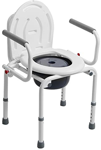 Wide Drop Arm Bedside Commode Chair, Heavy Duty Steel Frame Portable Toilets for Elderly with Adjustable Height, Toilet Commodes for Seniors, Portable Commode for Elderly, Senior