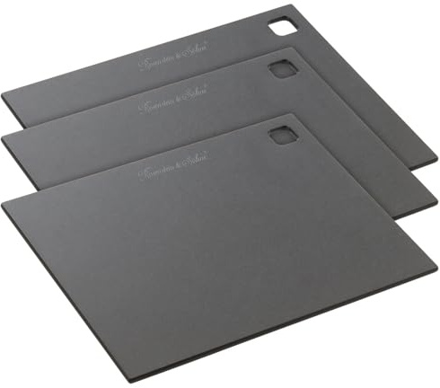 Rosenstein & Söhne Frühstücksbrettchen: 3er-Set Holzfaser-Schneidebretter, spülmaschinenfest, 30 x 23,5 cm (Essenszubereitungs-Schneidebrett, Holzfaser schwarz, BBQ)