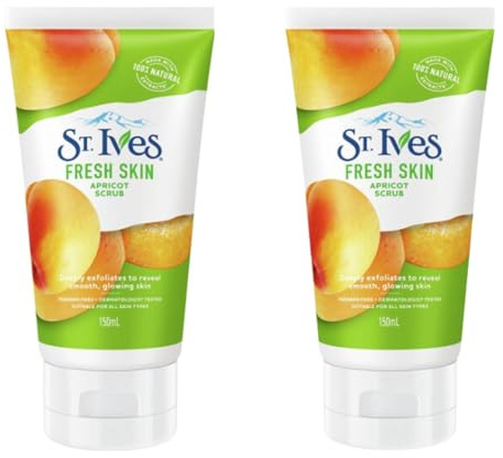 St. Ives Invigorating Apricot Facial Scrub 150ml, Deeply cleans pores, instantly revealing skin's natural radiance, Pack of 2