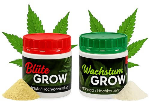 BURI Hanf & Cannabis Dünger Set 2x500g | Nährsalz für Wachstum & Blüte | Für ca. 1000L Wasser | Indoor & Outdoor | Mineralischer Pflanzendünger NPK