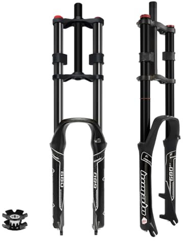 BSFHQS Fahrrad Federgabel 26/27.5/29 150mm Federweg Downhill Federgabel DH Mountain Front Gabel Luftgabel 1-1/8 Straight Zugstufe Einstellbar 9 * 100mm QR Scheibenbremse(Black,26inch)