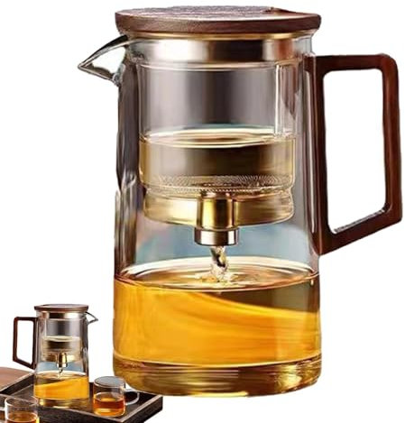 Glas-Teekanne mit Sieb, Glas-Teekannenfilter - Wassertrennung Teekessel Glas Teekanne - Ergonomische Magic-Teekanne für die Spülmaschine, transparenter One-Touch-Teezubereiter für Blumentee und grünen