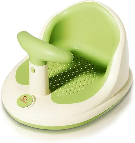 COO11 Baby Bath Seat with Handle and Back Support, Anti-Slip Sit Up Bath Chair, Portable and Lightweight Infant Bathing Essentials for Home and Travel, Suitable Gift for Infant 6+ Months (Green)