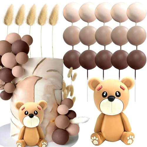 LaVenty Brown BabyDusche Kuchen Dekoration Teddybär Kuchen Topper | Brown BabyDusche Kuchen Dekoration Teddybär Kuchen Topper Geschlecht Enthüllen Kuchen Dekoration Bär BabyDusche Party