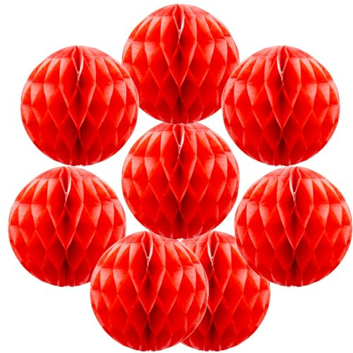 Yosawo 8 Stück Papier Wabenbälle Papier Wabenball Dekoration für Geburtstag Hochzeit Party Deko(ZQ/Red）
