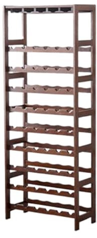 Estante de vino industrial grande y resistente con soporte para copas de vino, estante de vino independiente para cocina, comedor y bar, color nogal, solución de almacenamiento resistente y elegante