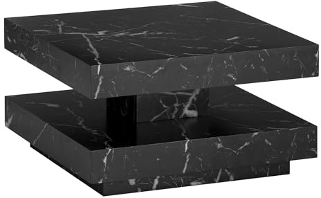 FineBuy Couchtisch 60x60x34 cm Sofatisch Modern, Design Wohnzimmertisch mit Stauraum Quadratisch, Loungetisch Klein, Kaffeetisch Schwarz