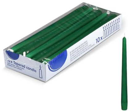 DeinPack 50 bougies coniques HORECA - Vert foncé - Bougies décoratives domestiques - Bougies de l'Avent - Durée de combustion 8 heures - Bougies festives pour fête, mariage et autres occasions