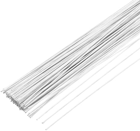 QUARKZMAN 100pcs Alambre Floral Blanco Tallos Flexibles 0.7mm Calibre 22 | Alambre Para Florista, Para Hacer Flores Artificiales Artesanías Coronas Suministros