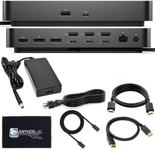 Dell SD25TB4 Pro Thunderbolt 4 Smart Dock - Supports 8k Display, 3 Years Warranty with 180W Adapter, HDMI, DisplayPort, Thunderbolt Cable, Cloth - USB C Docking Station Hub with Accessories