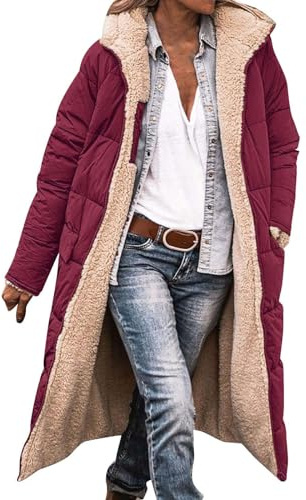 Cocila Manteau D'hiver Chaud à La Pour Dames Doudoune Capuche Manches Longues Double Longue BoufféE Blousons Femmes Blouson Bombers Femmes Veste Noir En Cuir Jean Grande Taille Bi Matiere