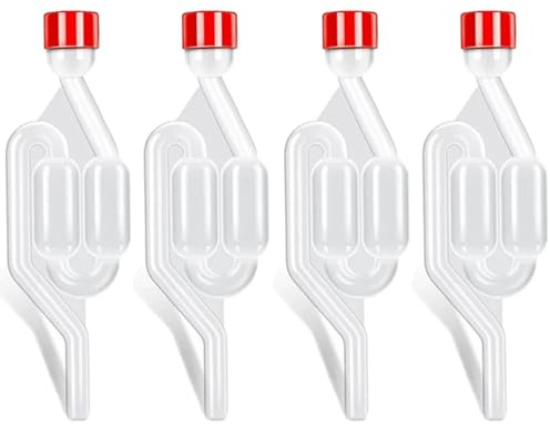 Yilceemy 4 Pezzi Gorgogliatore Fermentazione, Set per fermentazione, Gorgogliatori con Coperchio, con Coperchio in plastica, Adatti per la fermentazione di Vino, Birra, succhi e Kimchi