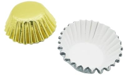 Pirottini da forno 1000 pirottini for muffin in carta stagnola color oro e argento da 2,5 cm, for torte, stampi forno(Gold)