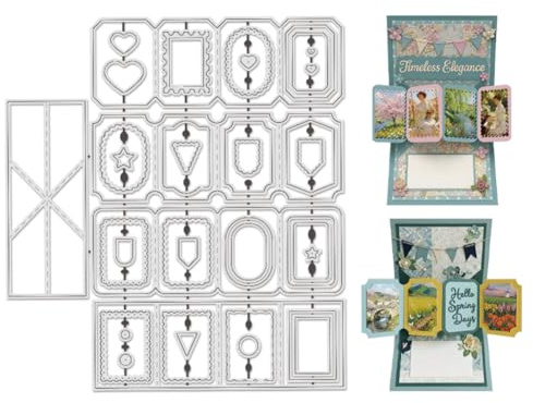 UNICRAFTALE 39Pcs Folding Greeting Card Cutting Dies for Card Making Label Embossing Die Cuts Carbon Steel Die Cuts Metal Folding Frame Background Template for Scrapbooking Album Craft Home Decor