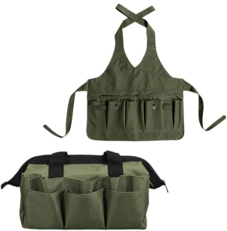 Ensemble de tablier pour outils de jardinage : multi-poches en tissu Oxford 600D avec sangles sécurisées et boutons pression pour un rangement stable, kit de deux pièces