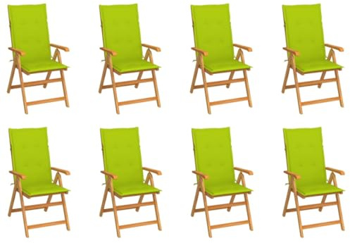 Frdhee Loungesessel Outdoor,Verstellbare Gartenstühle mit Auflagen 8 STK. Massivholz Teak,Camping Stühle für Balkon, Pool, Terrasse