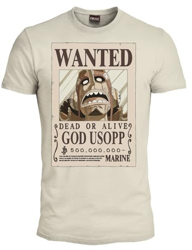 One Piece - Usopp Wanted Poster - T Shirt Uomo Donna e Ragazzo – Maglietta Ufficiale Anime in Cotone - Taglia 500 di Berry, Maglia Idea Regalo Fan