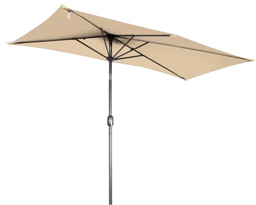 Angel Living 2.5 x 1.3 m Semi Sombrilla de Jardín Cuadrado de Acero y Poliéster, Parasol Inclinado con Manivela, Sombrilla con Mástil Acero 38mm, para Balcón Terraza Patio Jardin