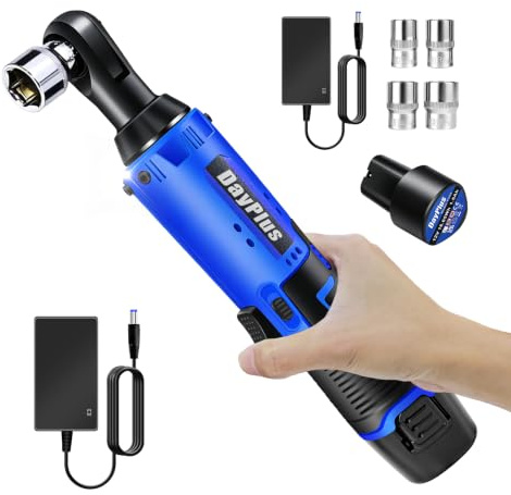 Lucn Cordless Electric Ratchet Wrench 3/8 Inch Square Drive, 40N.m Max Torque 0-2300RPM Variable Speed Rechargeable Lithium Ion Power Ratchet Tool with LED Light & Battery Indicator