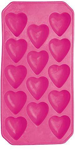 Bar Craft Molde de Silicona para Cubitos de Hielo con Forma de Corazón, Rosa, 26 x 12 cm