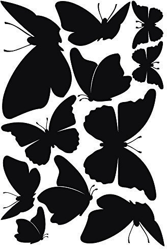 wandtattoo-factory Aufkleber Schmetterlinge 11Stück - einfarbige Sticker Wandaufkleber Sticker - Farbe: Schwarz