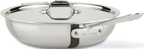 All-Clad BD55404 D5 Brushed Stainless Steel Five-Ply Dishwasher Safe Week Night Pan Cookware, 4-Quart, Silver by All-Clad