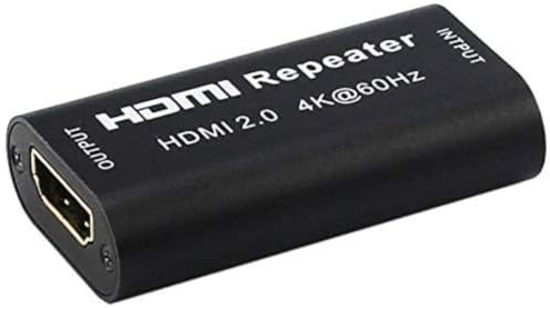 PremiumCord 4K HDMI Repeater bis zu 40 m, HDMI 2.0, Metallgehäuse, Video Auflösung 4Kx2K 2160p UHD @ 60Hz, Full HD 1080p, 3D, HDCP, Farbe schwarz