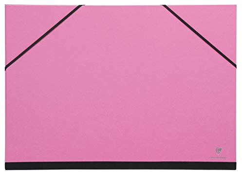 Clairefontaine - Ref 144606C - Art Folder with Elastic Straps Closure - Fuchsia Colour - Customisable Vellum Card Surface, Suitable for A4+ Sized Documents