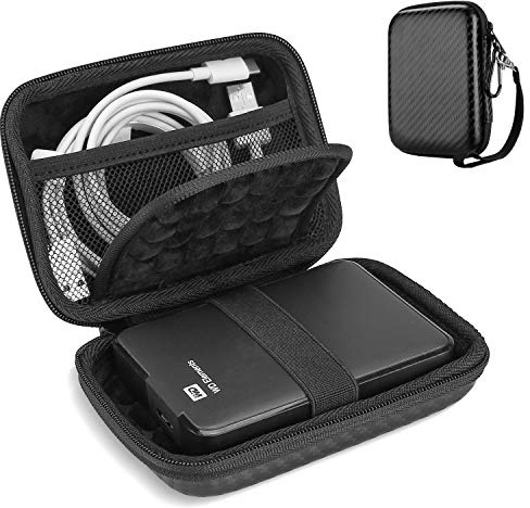 ProCase 2,5 externt hårddiskfodral, skyddsfodral för WD, Toshiba, Canvio, Seagate, Samsung SSD HDD, 2,5 stötskyddat bärbart fodral med kortplatser och tillbehör - twill
