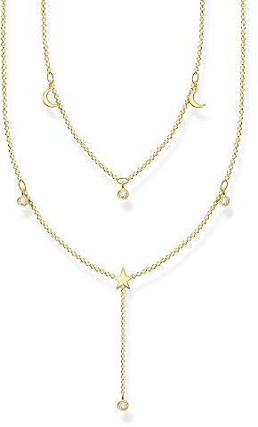 Thomas Sabo Damen Doppel Collier gold 925 Sterlingsilber, 40-45 cm Länge