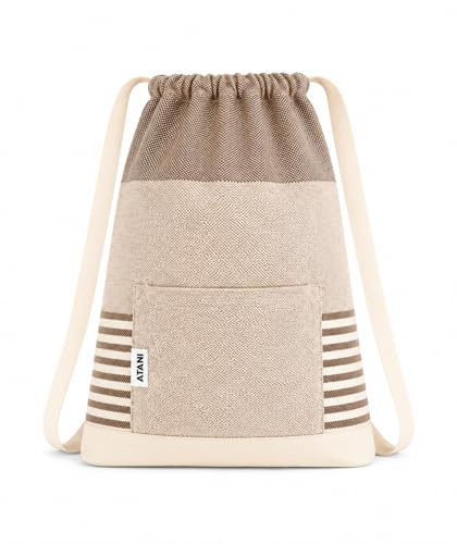 ATANI Turkish Beach Towel (71x39 Inches), Converts to a Bag, Oversized 100% Cotton Bath Towels Lightweight Quick-Dry Beach Blanket for Travel, Picnic, Camping, Yoga and Pool (Brown)