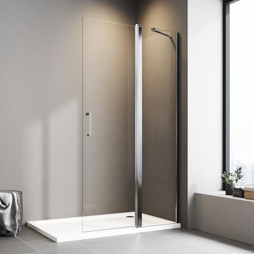 Walk in Duschwand Walk in Duschabtrennung 86x185cm Walk in Dusche 6mm NANO Glas Faltwand Duschfaltwand Drehfalttür Walk in Duschtrennwand