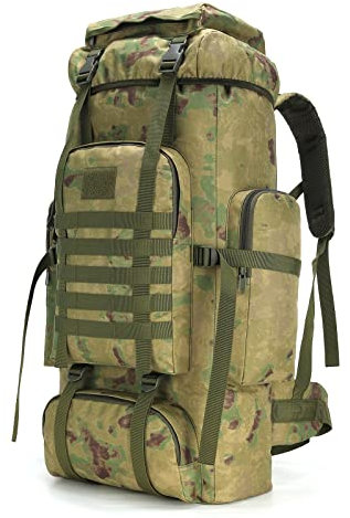 W WINTMING Militärischer Wanderrucksack, 70 l, ruinengrün, 70L