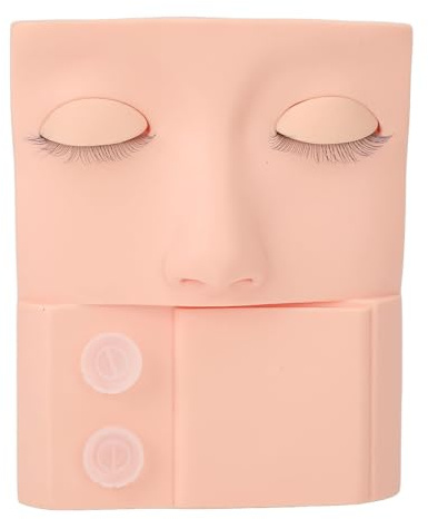 Cabeza de maniquí de pestañas 3 en 1, párpado reemplazable con anillos de pegamento para pestañas, bandeja de extensión de pestañas, cara de práctica de maquillaje para extensión de pestañas(Rosa)
