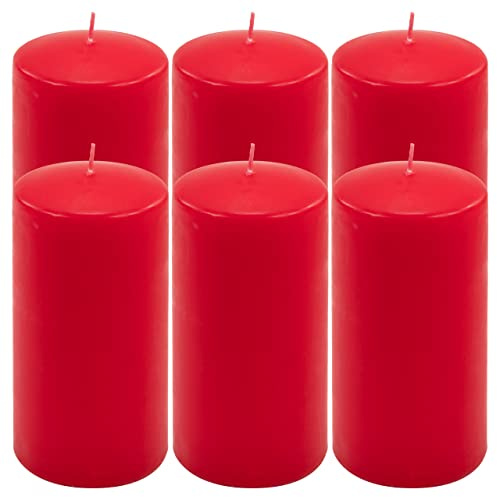 Stumpenkerze rot Höhe 15 cm Ø 7,5 cm lange Brenndauer Rund-Kerze Säulenkerzen Kerzen-Deko Tafelkerzen Weihnachts-Kerzen Hochzeit (6)