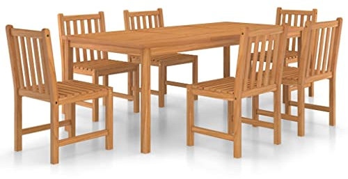 vidaXL Teak Massiv Gartenmöbel 7-TLG. Sitzgruppe Gartengarnitur Gartenset Sitzgarnitur Gartenstuhl Tisch Stühle Gartentisch Holztisch Holzstuhl