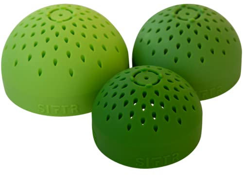 SIFTR (GREEN) Nesting Can Strainer Mini Colander Set - Space Saving Small Colanders and Strainers - Multi Use Kitchen Gadget - Silicone Can Strainer