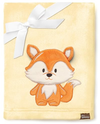 Be Mammy Couverture chaude pour bébé Peluche cadeau pour enfant avec motif 3D BE20-168 (Jaune - Renard)
