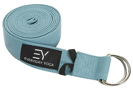 Everyday Yoga 8 Foot Yoga Strap with D-Ring - Yoga Gear for Flexibility, Non-Slip Design Support for Stretching, Mindful Practice & Range of Motion - Slate Blue