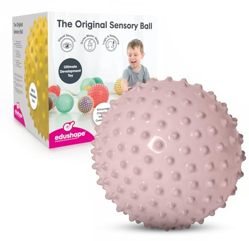 Edushape The Original Sensory Ball for Baby - 7 Boho Chic Pink Color Baby Ball that Helps Enhance Gross Motor Skills for Kids Aged 6 Months & Up - Vibrant, Colorful and Unique Toddler Ball