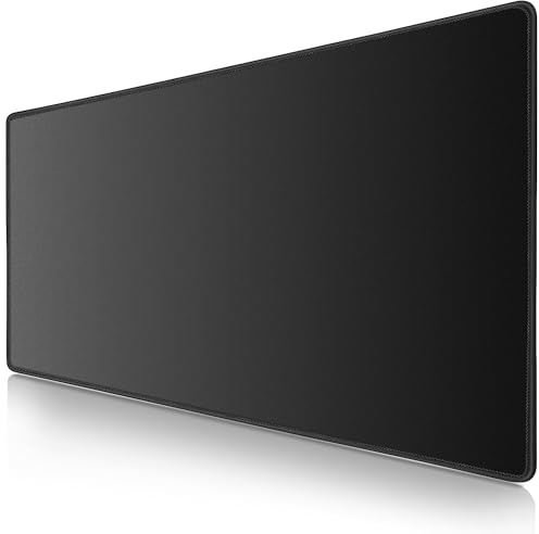 Abetcabe Mauspad XXL, Schreibtischunterlage 900 x 400mm Schwarz | Mousepad groß Vernähte Kanten WassXerdicht Anti-Rutsch für PC, Laptop Verbessert Präzision und Geschwindigkei
