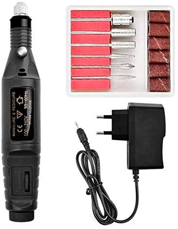 INF Lima de uñas eléctrica con 6 puntas, velocidad ajustable, puede eliminar callos, cutículas y células muertas de la piel.