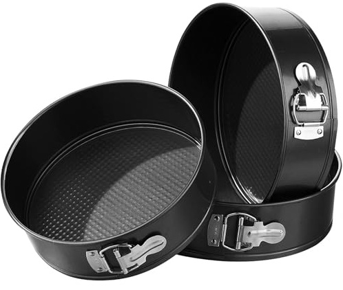 3 Pcs Prima Professional Spring Form Non Stick Cake Tins Set Loose Tray Round Base DIY Baking Mould Pan 22 | 24 | & 26cm UK Free P&P