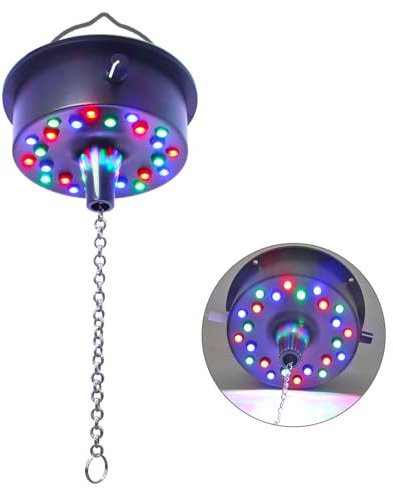 5 RPM-9 RPM Adjustable Mirror Ball Rotating Motor with 24 RGB Led Light for 4 6 8 12 Disco Balls (Not Include) for Party Decoration DJs Bands Pubs Nightclubs KTV (USB Powered/Battery Powered)