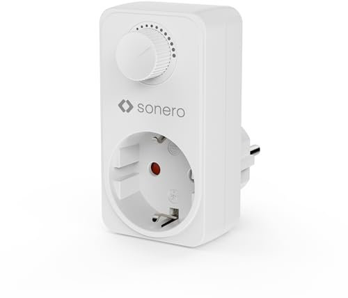 Sonero Dimmer Steckdose, Steckdosendimmer Adapter mit Helligkeitsregler nur für dimmbare LED Lampen, Halogenlampen, Glühbrinen, weiß