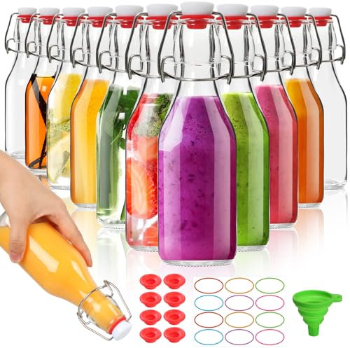 Alotpower Swing Top Glass Bottles 8 oz 12Pack, Flip Top Glass Bottles with Airtight Flip Lids for Vanilla Extract Bottles/Home Brewing/Beverages/Oil (8 fl. oz, Set of 12)