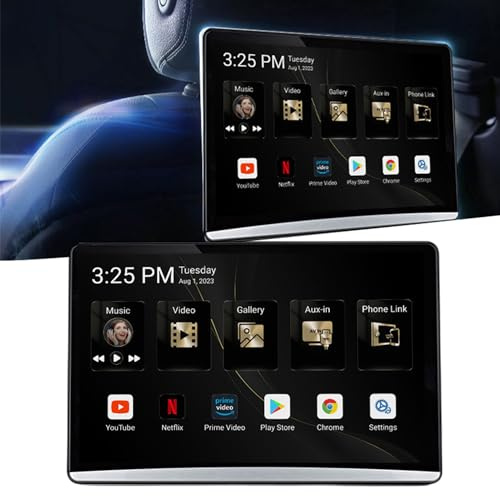flatpincololee Kopfstütze Videoplayer fürs Auto mit Montagehalterungen, Upgrade 13,3 Zoll 2G+32G, Auto-Videoplayer unterstützt W-i-F-i/1080P-Video, Bluetooth/HDMI/USB/AV-Eingang/FM