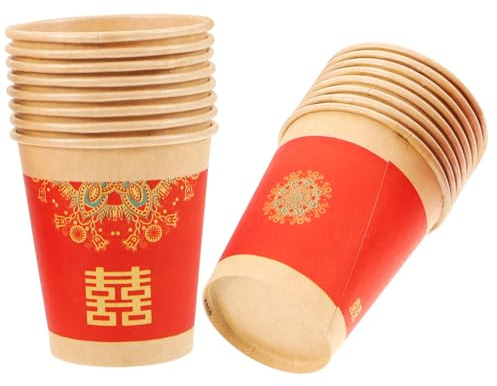 minkissy Disposable Paper Cups Portable and Practical Festive Paper Cups 50pcs in Red for Wedding Ceremony and Party Use for Celebrations and Events