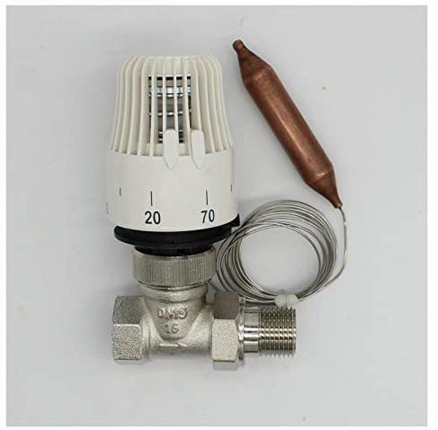 Kuaizi Energy Saving 30-70 Degree Control Floor Heating System Thermostatic Radiator Valve M30*1.5 Remote controlle 2way Straight Valve Jingxin(Actuator)